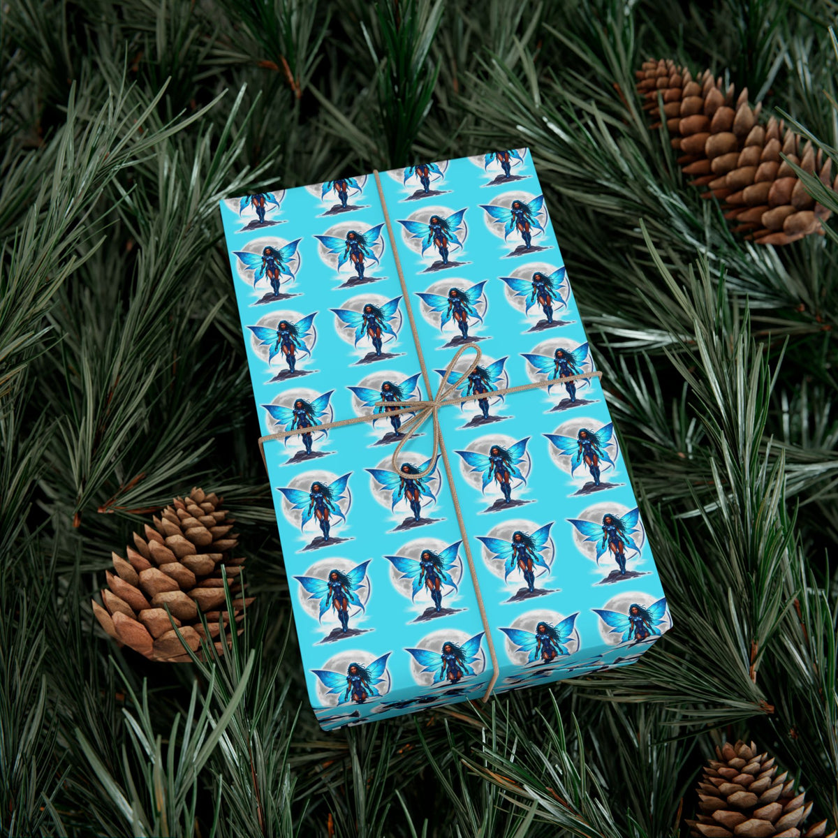 CELESTIAL BLUE FAIRY WARRIOR | Luxury Gift Wrap | Black Fae & Dark Fairy Edition