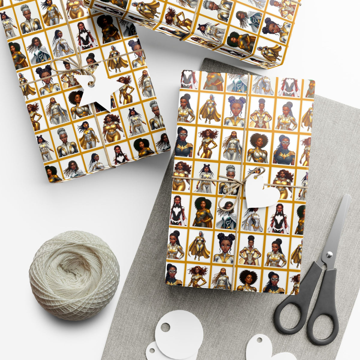 I AM A SUPERHERO (GOLD) | Luxury Gift Wrap for Female Black Superhero Fans