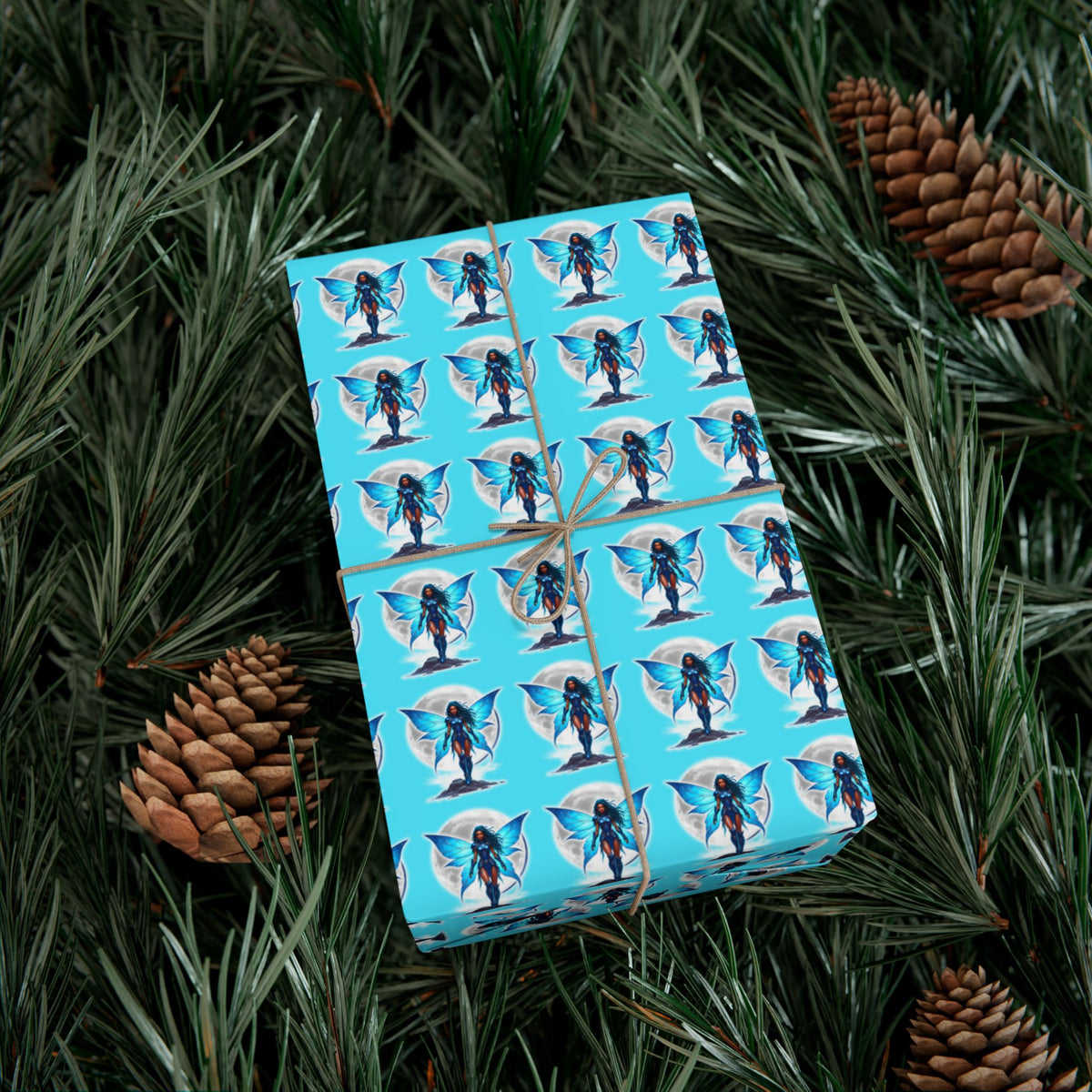 CELESTIAL BLUE FAIRY WARRIOR | Luxury Gift Wrap | Black Fae & Dark Fairy Edition