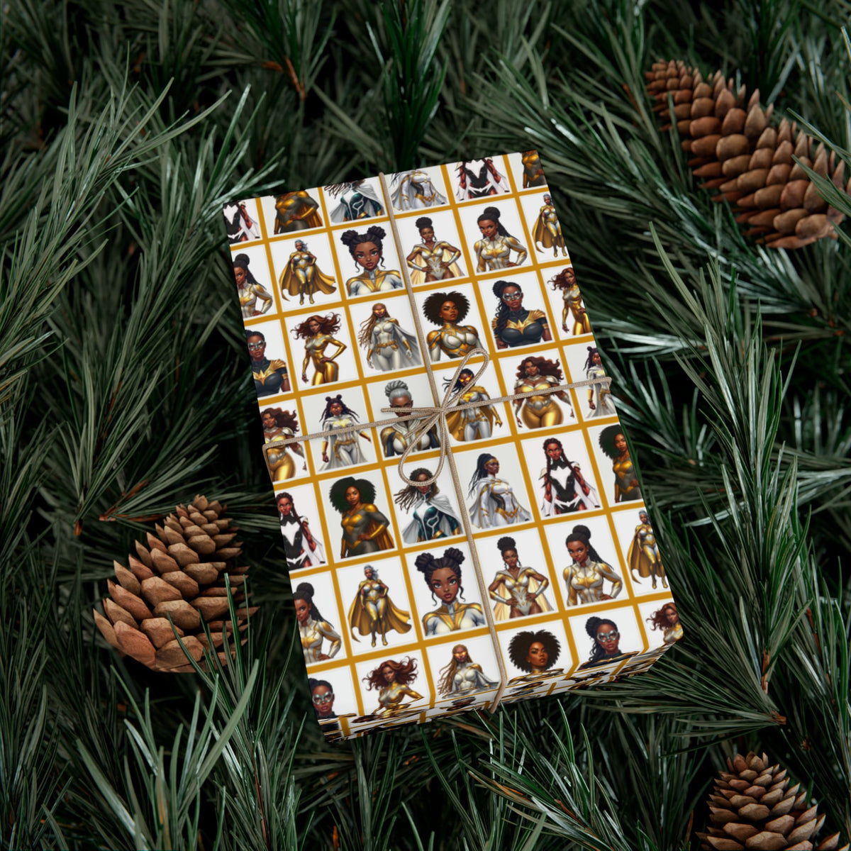 I AM A SUPERHERO (GOLD) | Luxury Gift Wrap for Female Black Superhero Fans