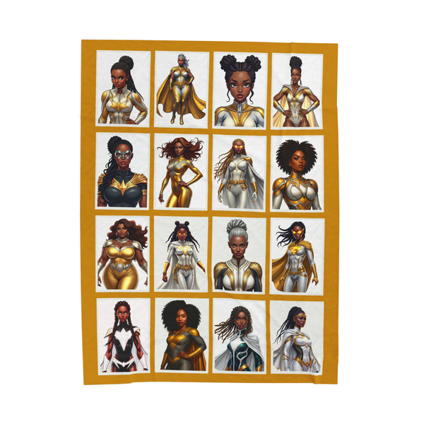 GOLD SUPERHEROES Reading Blanket | Lux Velveteen Throw for Bookish Gifts & Black Women Empowerment GOLD SUPERHEROES Reading Blanket | Lux Velveteen Throw for Bookish Gifts & Black Women Empowerment