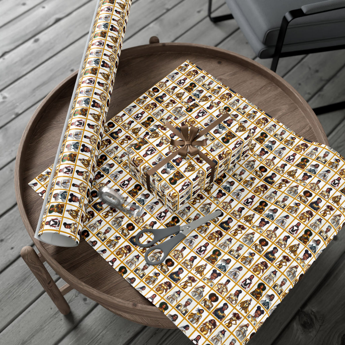 I AM A SUPERHERO (GOLD) | Luxury Gift Wrap for Female Black Superhero Fans