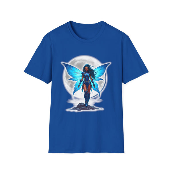 Celestial Blue Fairy Warrior | Adult Unisex Softstyle T-Shirt | Black Fae Day Collection Celestial Blue Fairy Warrior | Adult Unisex Softstyle T-Shirt | Black Fae Day Collection