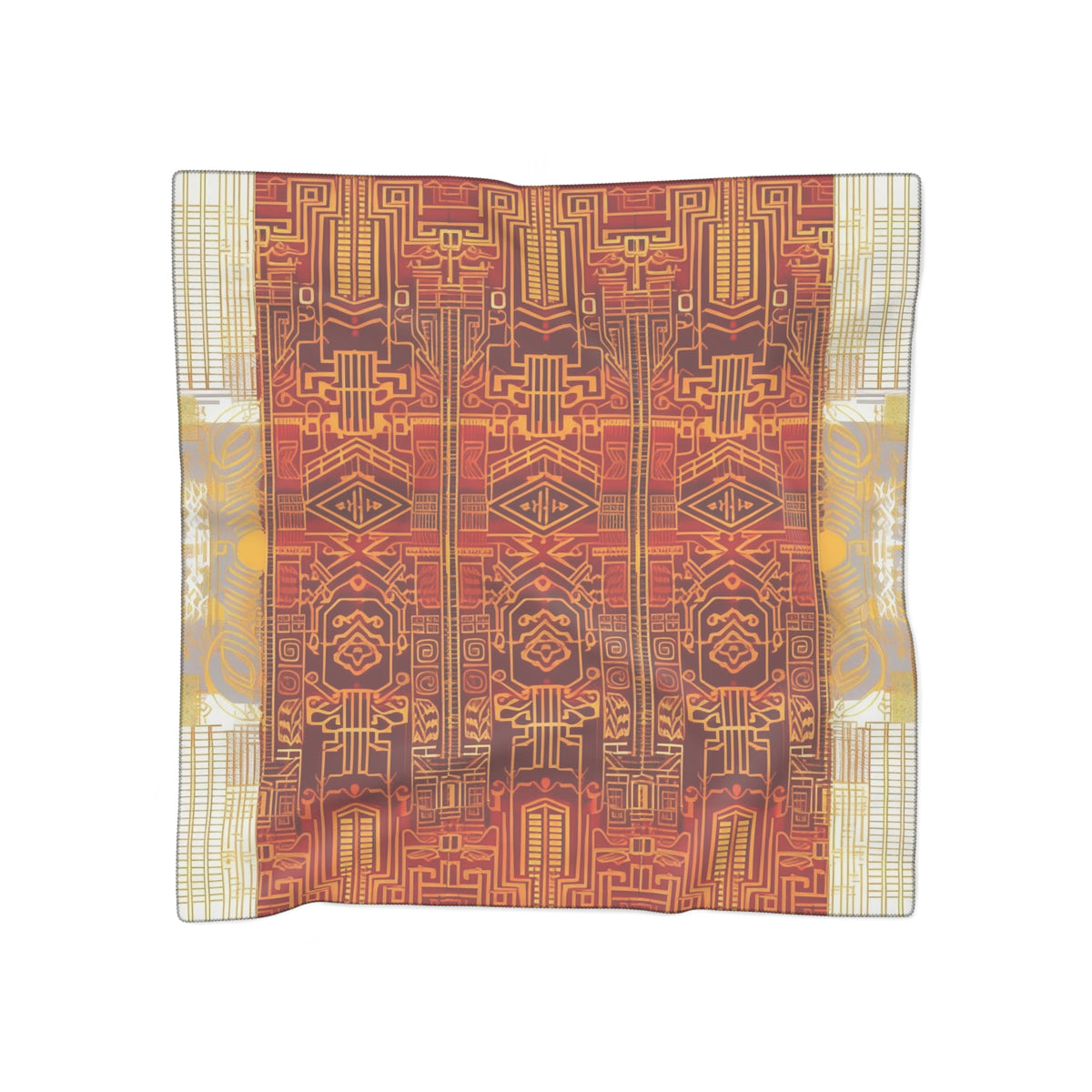 AfroFuturistic Kente Print Scarf | Poly Voile or Chiffon | Sacred Warrior Accessory