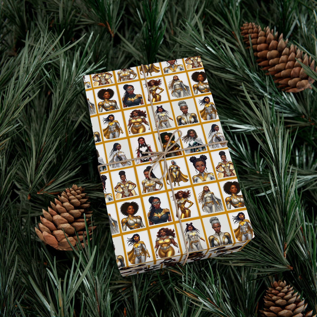 I AM A SUPERHERO (GOLD) | Luxury Gift Wrap for Female Black Superhero Fans