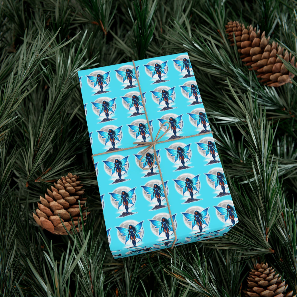 CELESTIAL BLUE FAIRY WARRIOR | Luxury Gift Wrap | Black Fae & Dark Fairy Edition