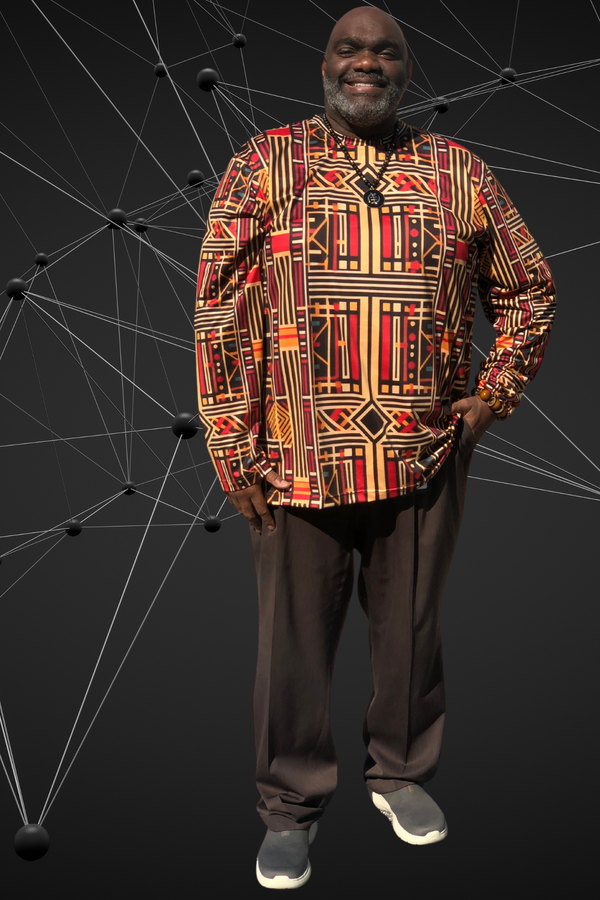 AFROFUTURISTIC KENTE 'TIMELESS TAPESTRY ARRAY' | Adult Men's Long Sleeve Shirt | BLACK HISTORY 365 COLLECTION AFROFUTURISTIC KENTE 'TIMELESS TAPESTRY ARRAY' | Adult Men's Long Sleeve Shirt | BLACK HISTORY 365 COLLECTION