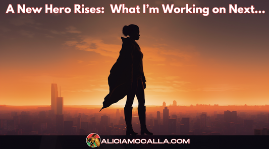 Silhouette of a beautiful badass Black woman superhero vigilante standing on a rooftop looking over a city