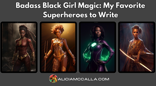 Digital collage of four Black women upholding archetypes - proudly Black, independent, resilient through struggles, and changing rules with bold thinking.