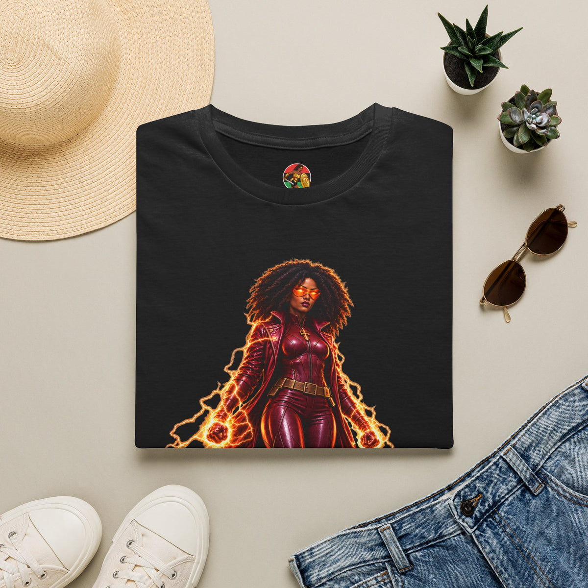 Tia Jackson The Sentinel | Black Woman Superhero Unisex T-Shirt