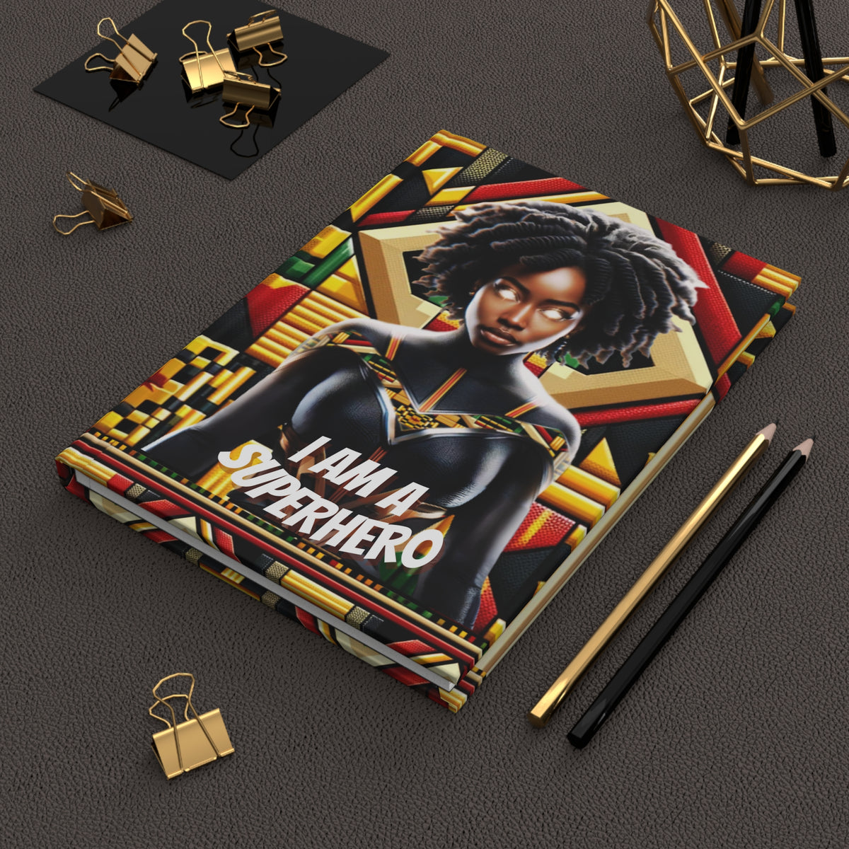 AFROFUTURISTIC KENTE SUPERHERO | Hardcover Journal Matte | BLACK HISTORY 365 COLLECTION