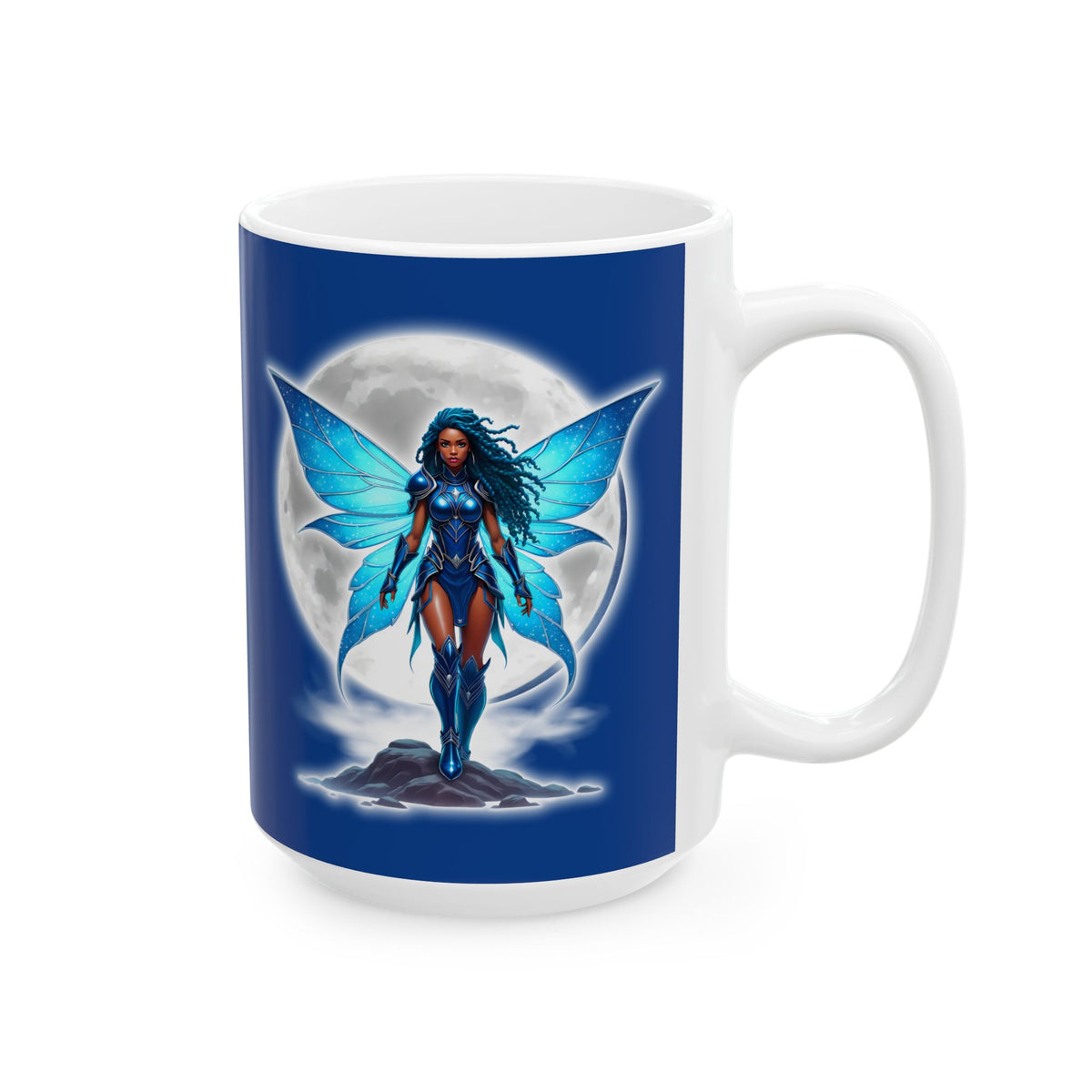 Celestial Blue Fairy Warrior | Ceramic Mug, (11oz, 15oz) | Black Fae Day Collection