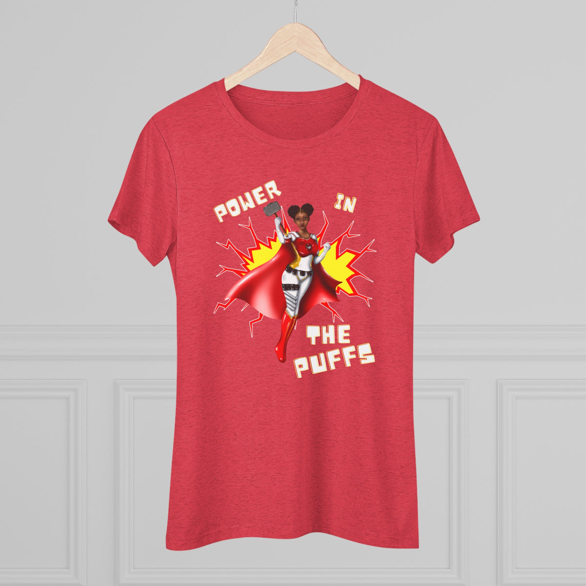 Power in the Puffs Superhero | Adult Women's Triblend Tee | African American T-Shirt