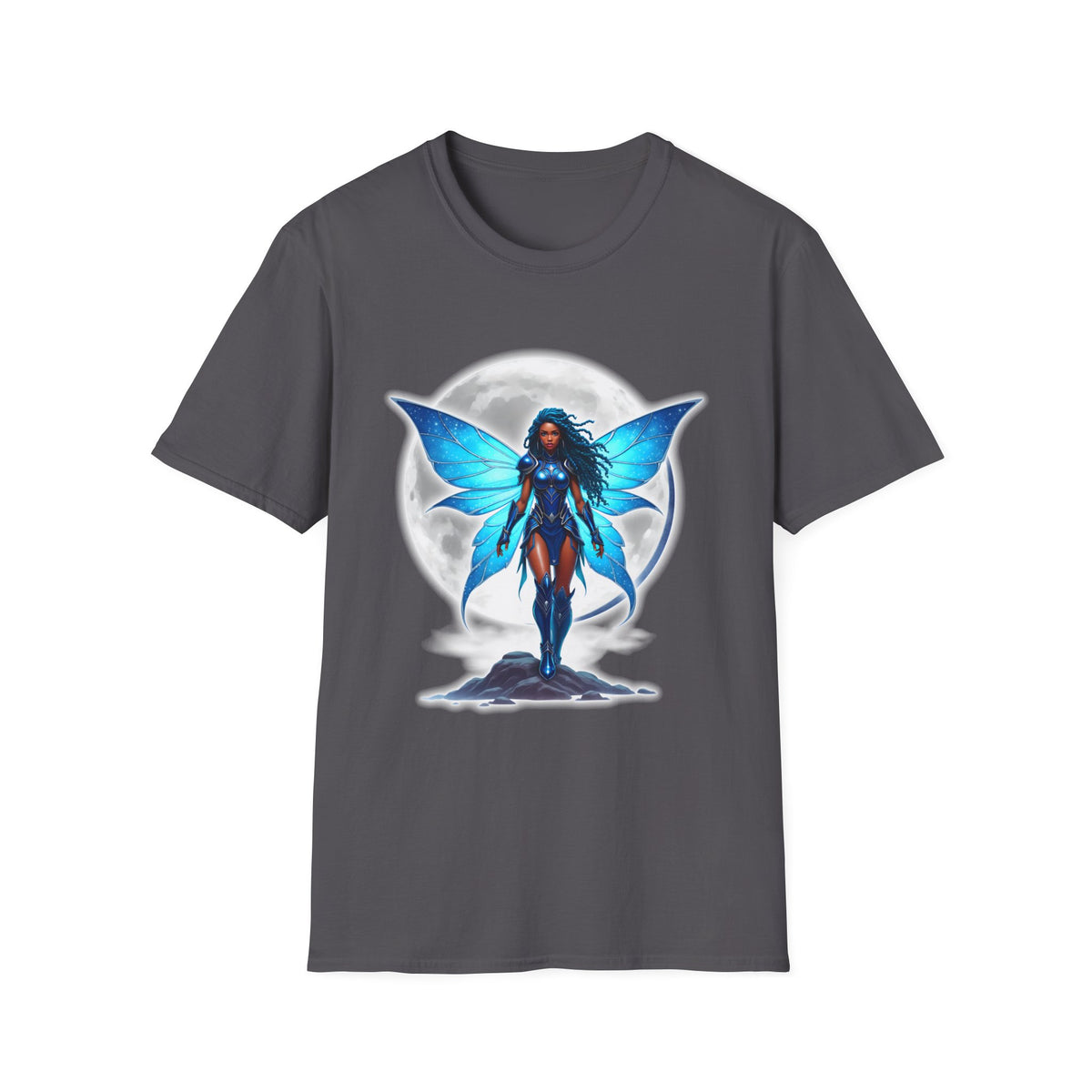 Celestial Blue Fairy Warrior | Adult Unisex Softstyle T-Shirt | Black Fae Day Collection