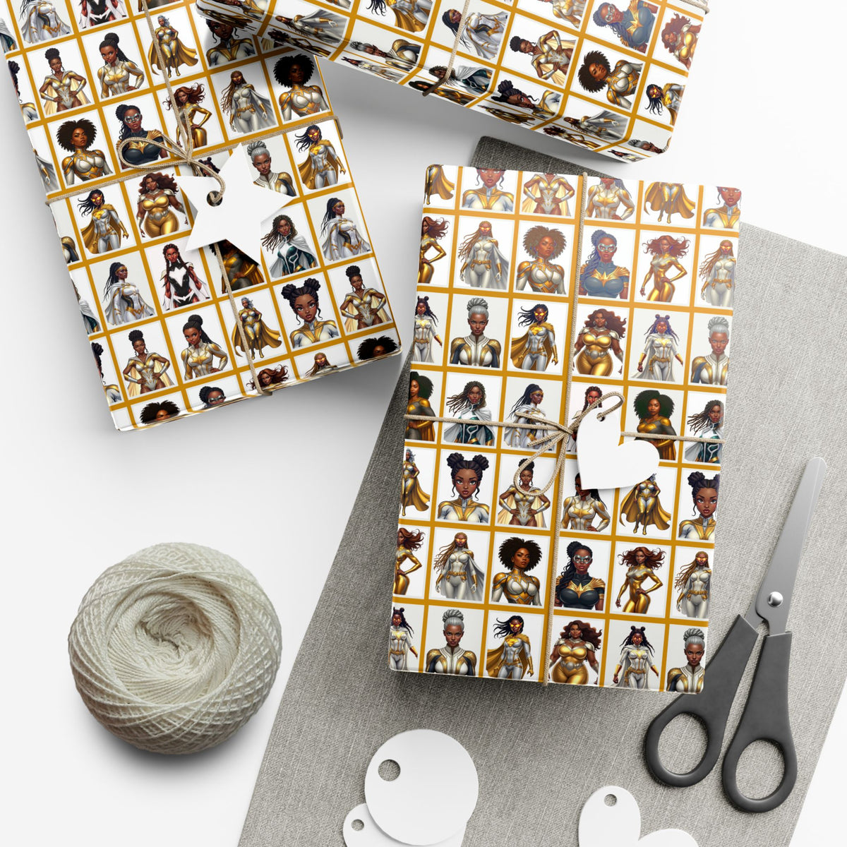 I AM A SUPERHERO (GOLD) | Luxury Gift Wrap for Female Black Superhero Fans