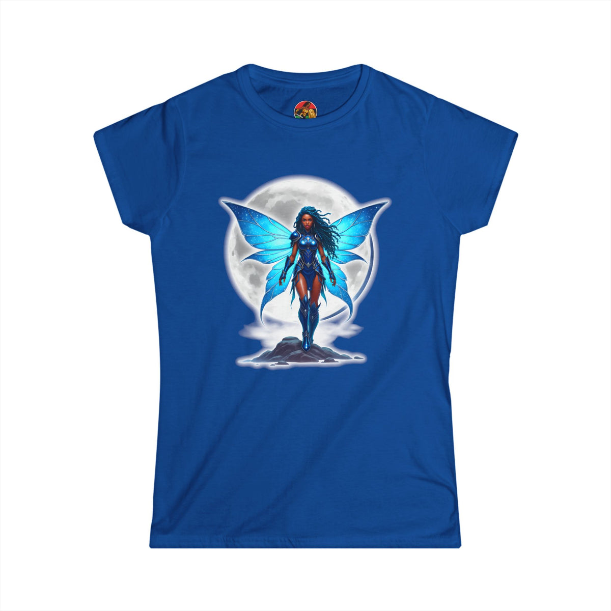 Celestial Blue Fairy Warrior | Adult Women's Softstyle Tee | Black Fae Day Collection