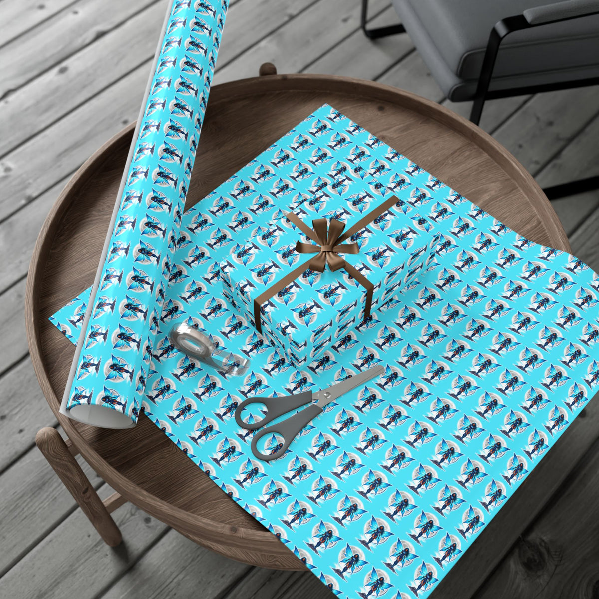 CELESTIAL BLUE FAIRY WARRIOR | Luxury Gift Wrap | Black Fae & Dark Fairy Edition