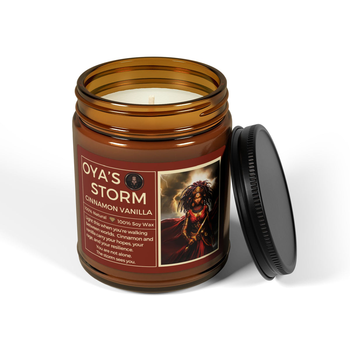 Oya's Storm Candle | Cinnamon Vanilla Scented Soy Wax | Sentinel Superhero Vigilante Storyworld