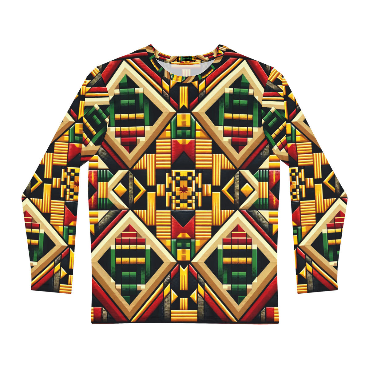AFROFUTURISTIC KENTE GOLD FUSION | Adult Men's Long Sleeve Shirt | BLACK HISTORY 365 COLLECTION