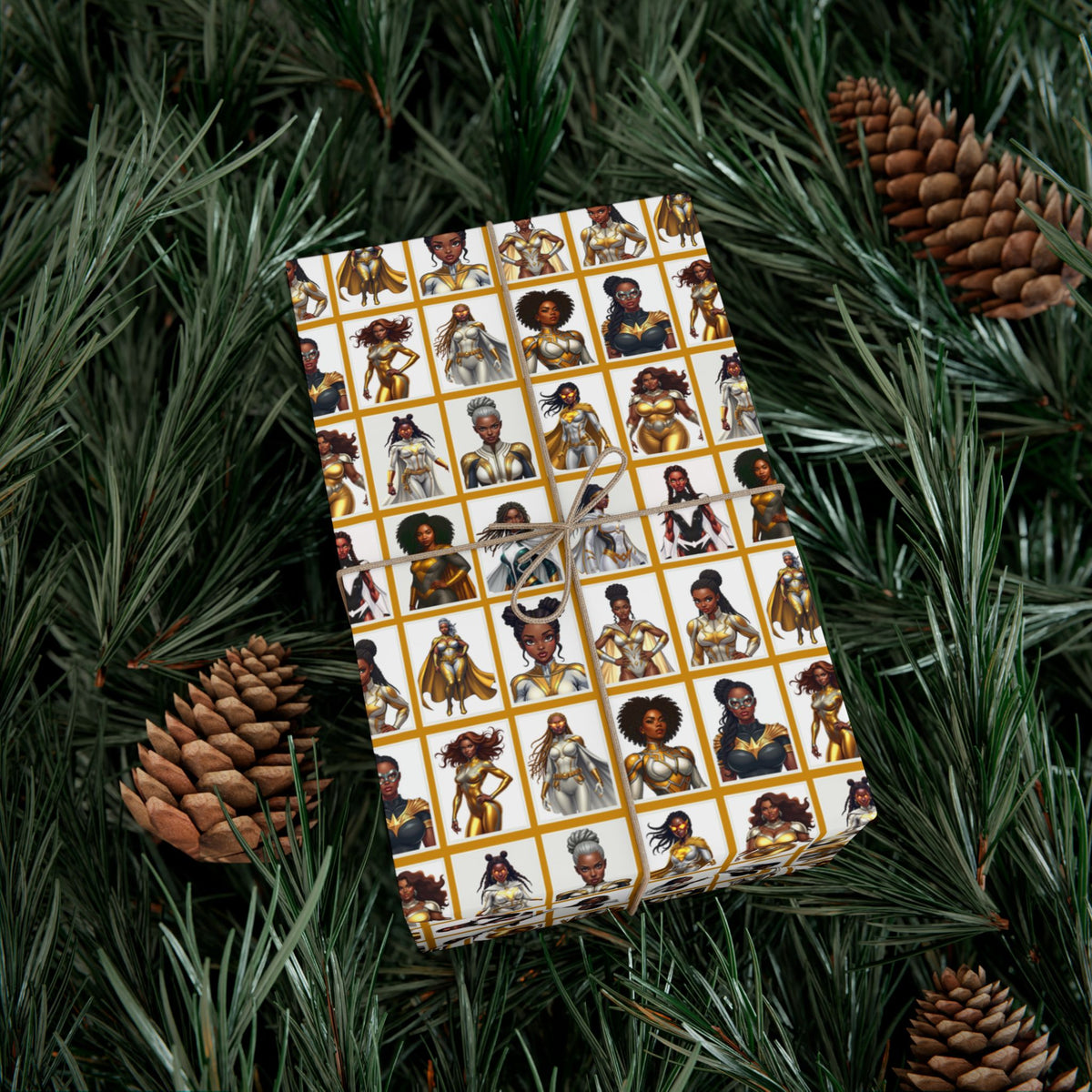 I AM A SUPERHERO (GOLD) | Luxury Gift Wrap for Female Black Superhero Fans