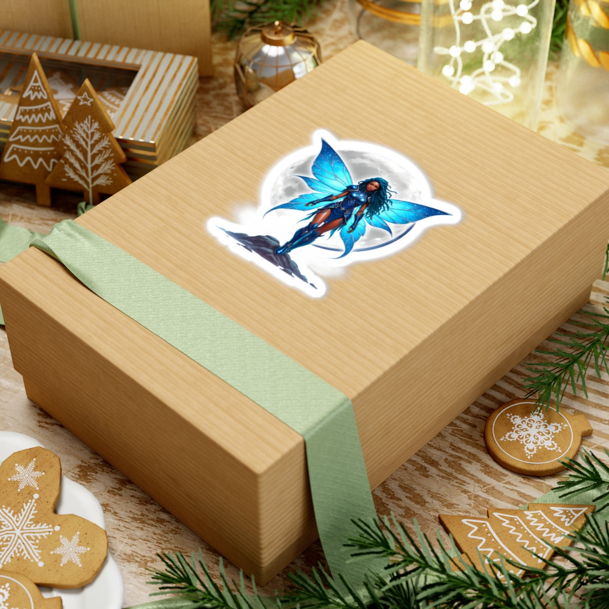 CELESTIAL BLUE FAIRY WARRIOR | Kiss-Cut Sticker | Black Fae Fantasy
