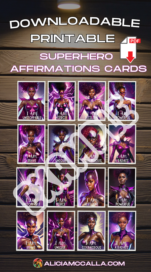 Digital Downloadable Printable Badass Superhero Affirmations Card (eDelivery PDF)