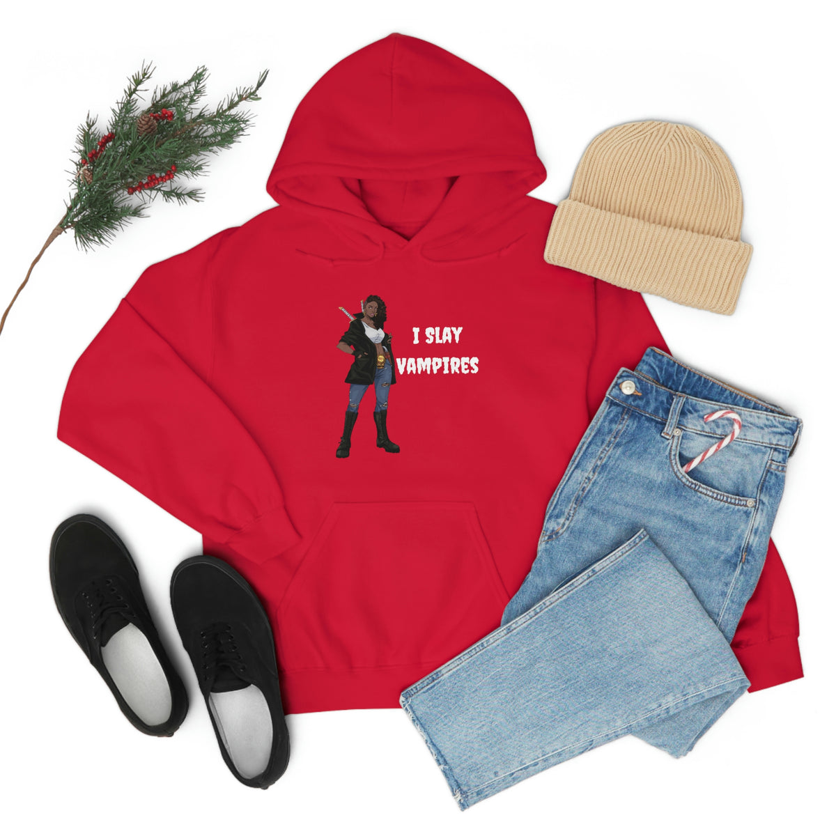 I Slay Vampires | Adult Unisex Heavy Blend™ Hooded Sweatshirt | African American Hoodie