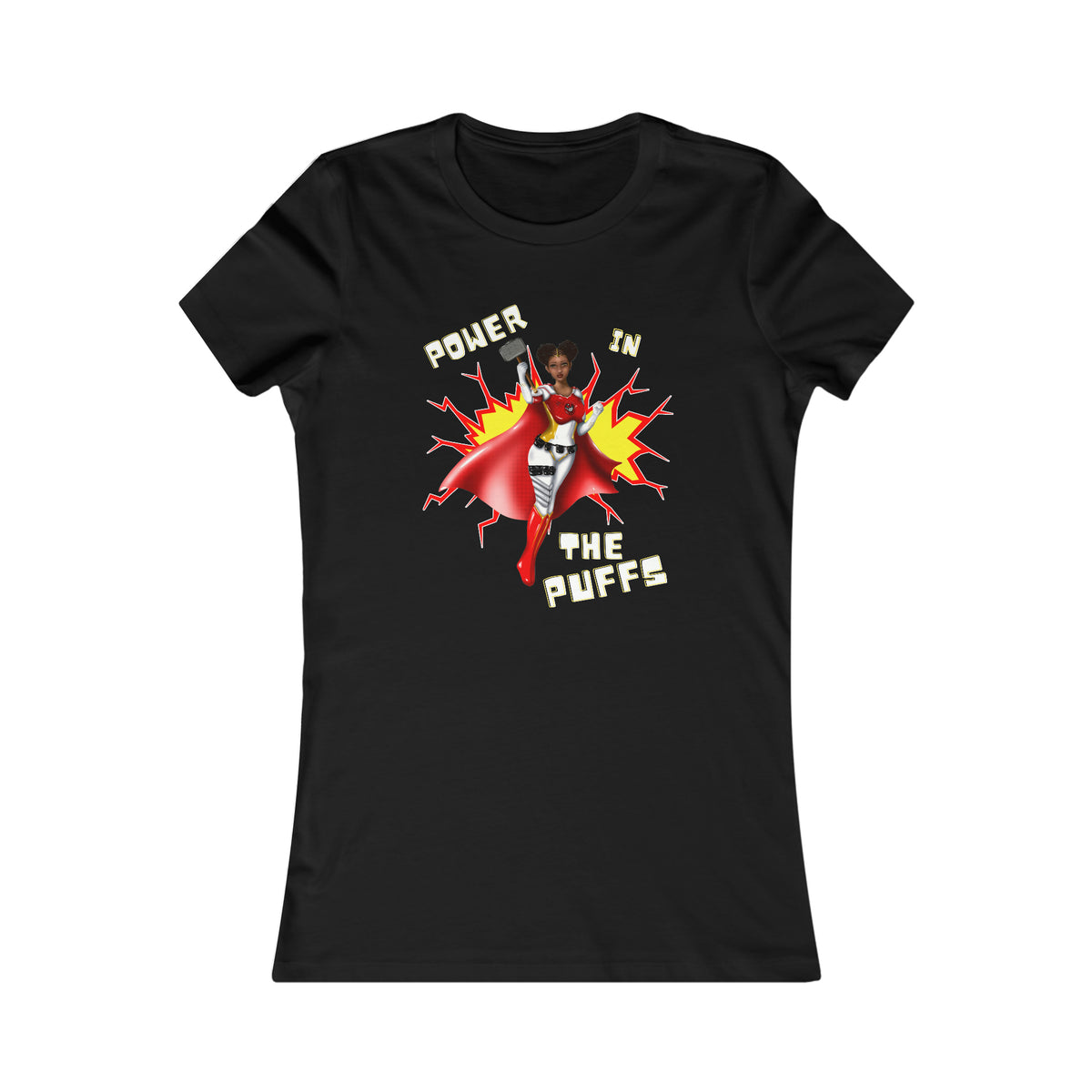 Power in the Puffs Superhero | Adult Women's Favorite Tee | African American T-Shirt